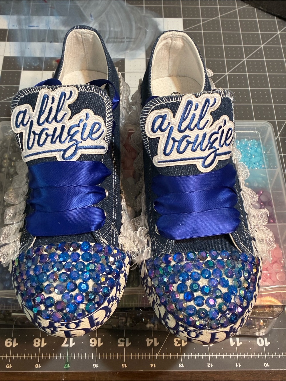 Blue Jeweled Sneakers - Picture 1 of 2